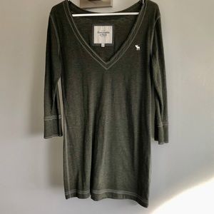 Abercrombie Green V-neck Long Tee